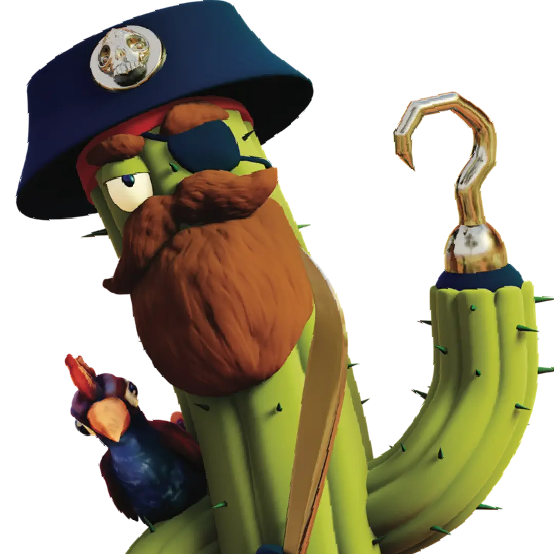 Captain TheKilla is a big fan of rum, gambling and robbery. He says he is the captain of a ship, but in fact he has a small boat without a crew that he sometimes goes fishing with. He lost his left arm a few years ago, but, contrary to expectations, not in battle… but when he was trying to cut his fries… with an axe… yes, as you can see, he is not the brightest cactus..